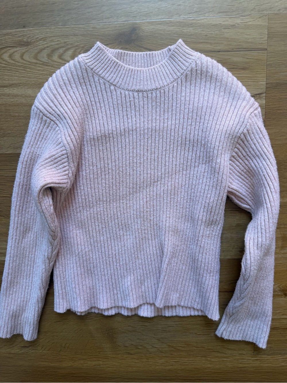 Zara Ribbed Crewneck Sweater - Pale Pink